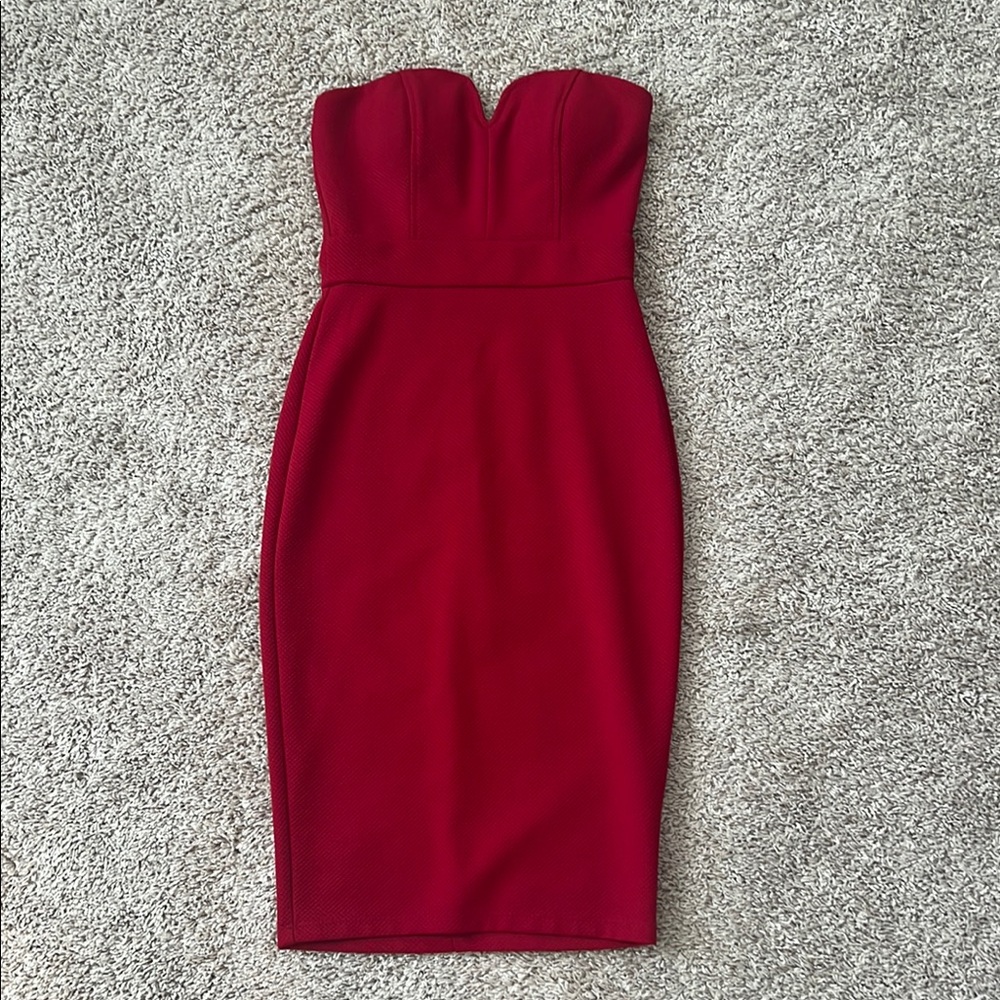 Red Strapless Sweetheart Bodycon Dress